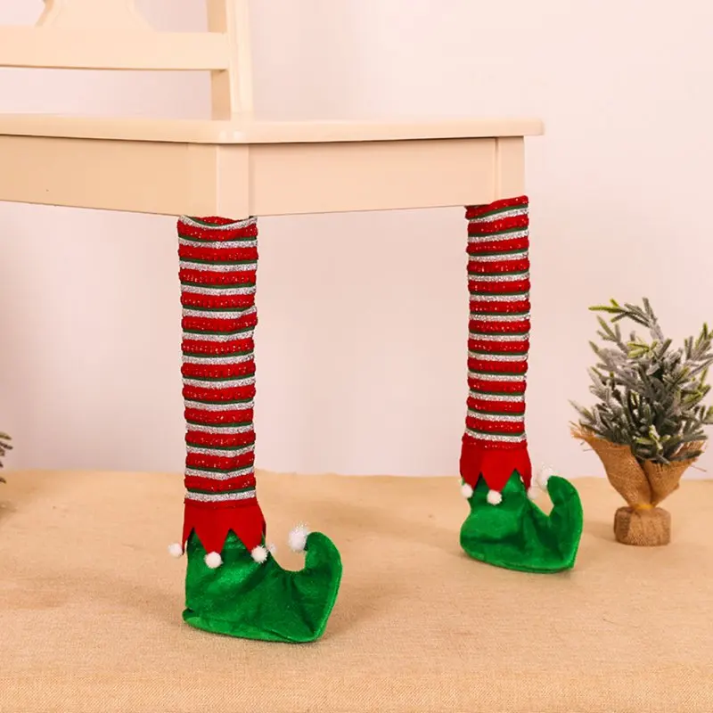4pcs Elastic Elves Chair Leg Feet Sock Sleeve Home Decor Christmas Party Gifts 