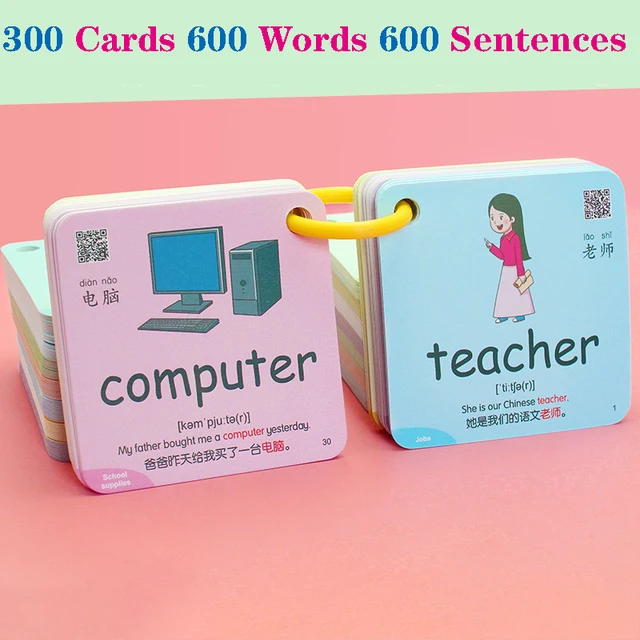 600 Words 20 Categories Cognition Learning Card Animal Shape Color Montessori Educational Chinese English Flash Cards For Kids 3