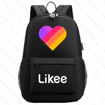 

Russia Likee App "LIKEE 1 (Like Video)" Backpack USB Charging Bags Men Anti-theft Heart Cat School Bags for Teenage Girls