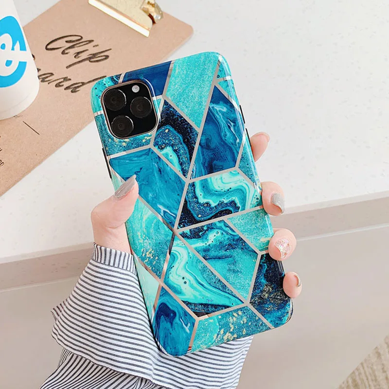 T7 N1986N чехол с мраморным покрытием для iPhone 11 Pro Max X XR Xs Max Роскошный чехол для телефона для iPhone 6 6s 7 8 Plus модный IMD полный Чехол - Цвет: T7