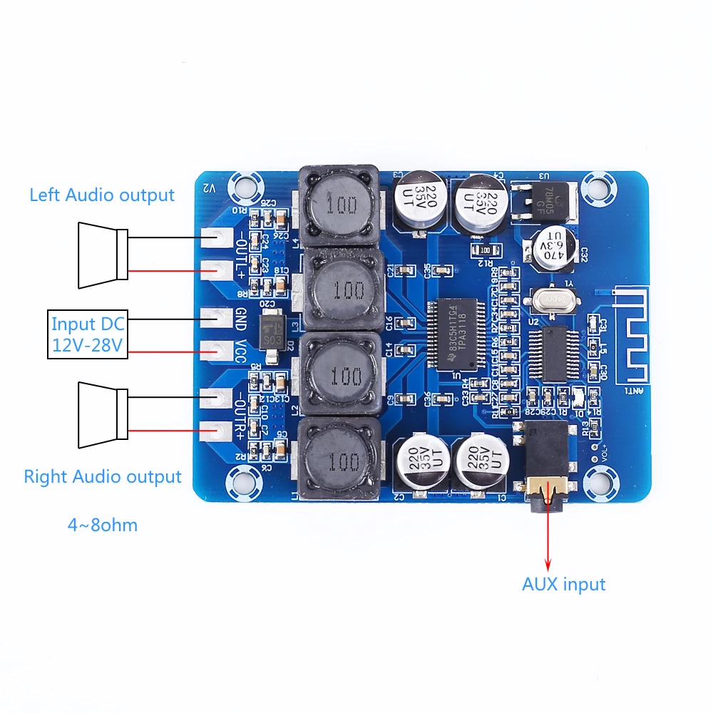 DC 12 В 24 В TPA3118 Bluetooth Двухканальный аудио усилитель звука модуль Bluetooth аудио декодер 15 Вт+ 15 Вт беспроводной Bluetooth Recei