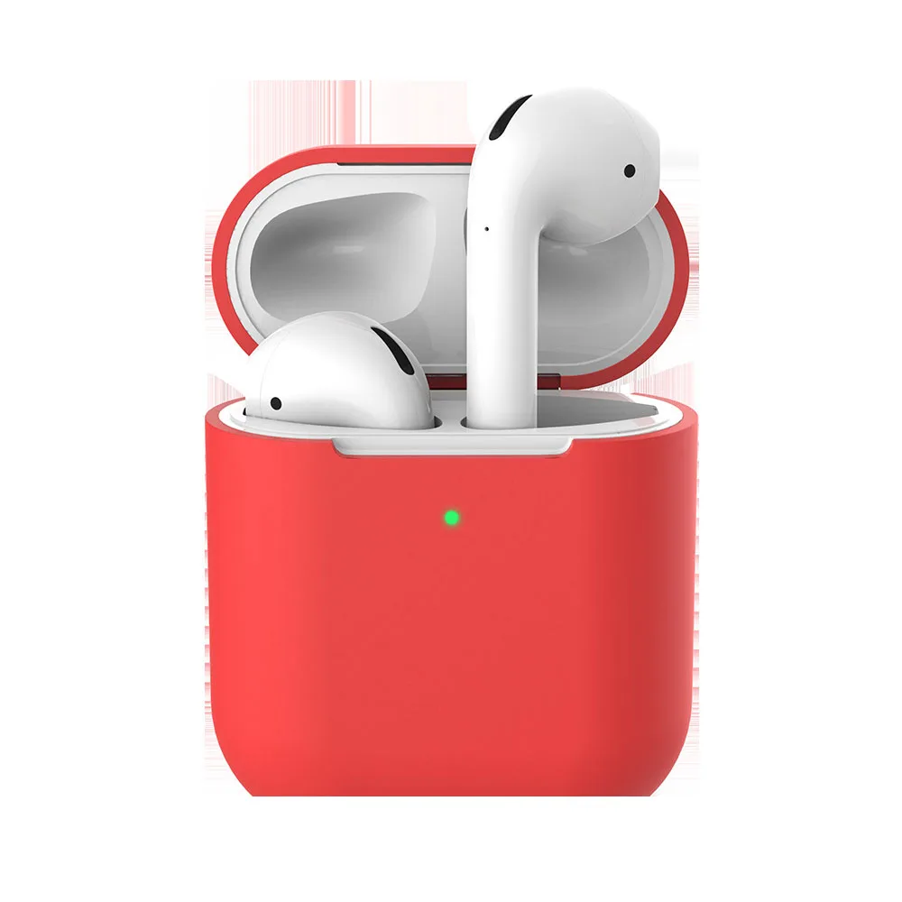 Для AirPods 2 Чехол защитный силиконовый чехол противоударный чехол для наушников Apple для Airpod чехол для зарядного устройства - Цвет: hongTC2dai