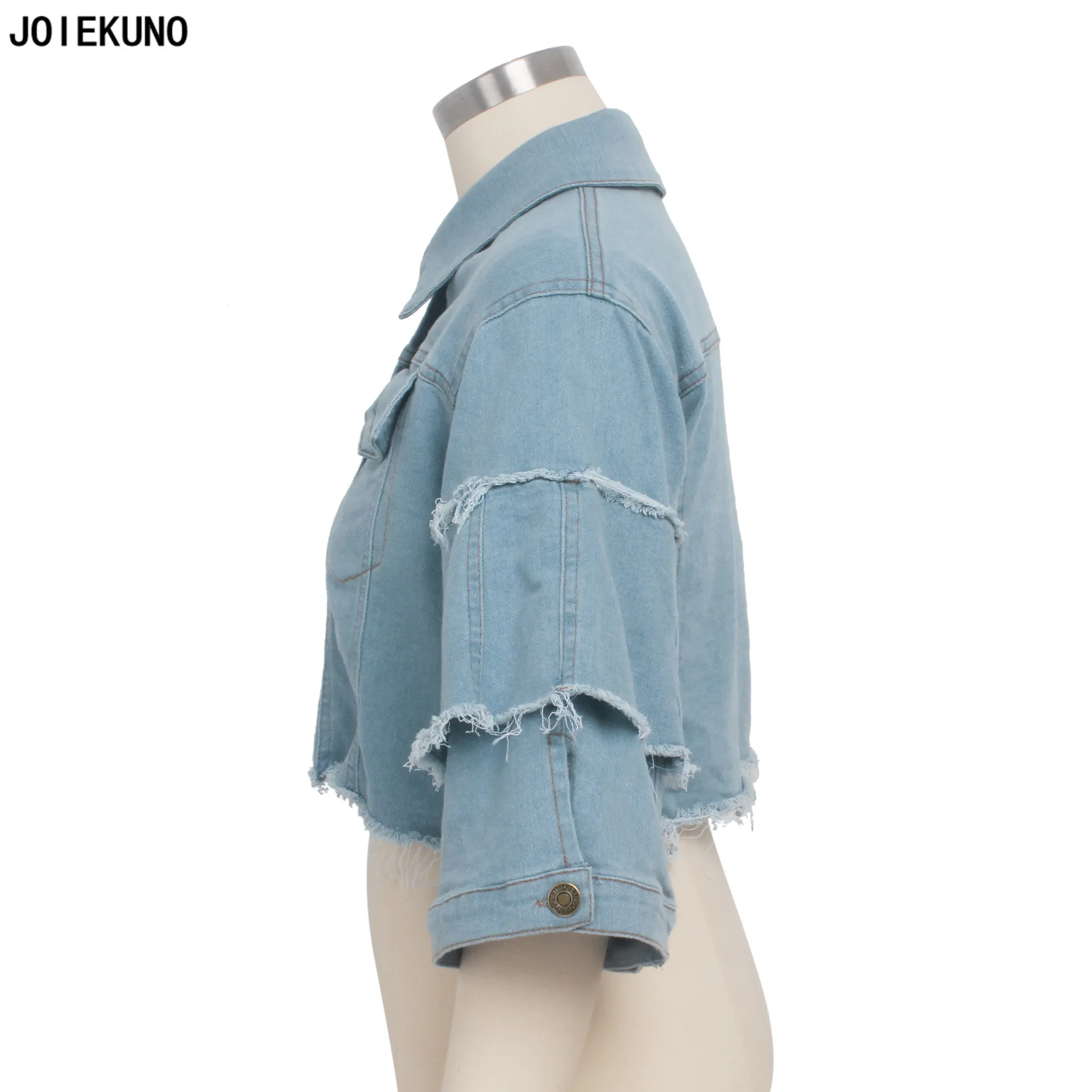 Joiekuno MR9391 однотонная джинсовая уличная модная Осенняя Куртка женская короткая Клубная сексуальная верхняя одежда с отложным воротником и пуговицами