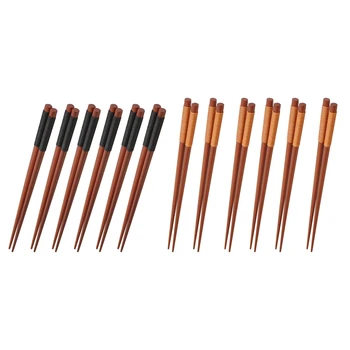 

6 Pairs Wood Chopsticks,Reusable Dishwasher Safe,Non-Slip with Thread