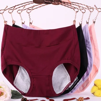 

High Waist Warm Female Briefs Women Physiological Menstrual Cotton Breathable Period Leak Proof Plus Size Panties XL-6XL