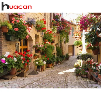 

Huacan Full Square&Round Diamond Painting Landscape DIY Diamond Embroidery Street Flower Decoration Home