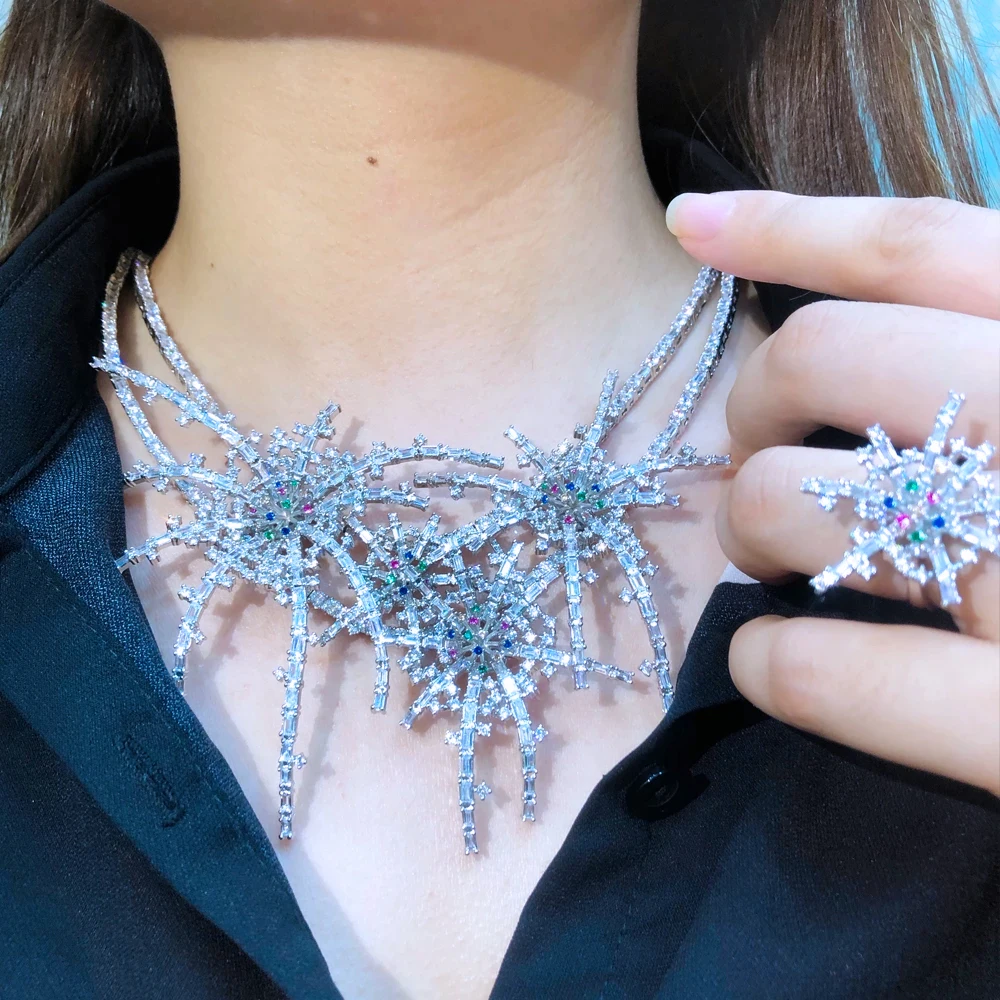 

Missvikki Original Chic style 4PCS Necklace Bracelet Earrings Ring Gorgeous Luxury Dubai Jewelry Sets For Women Wedding Bridal