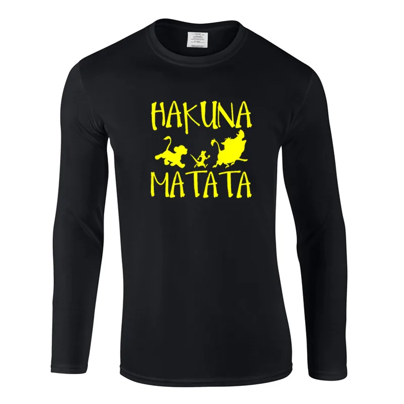 HAKUNA MATATA, Король Лев, Simba, мужские футболки размера плюс, Длинные мужские футболки, осенние мужские футболки с длинным рукавом, мужские футболки