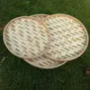 No Holes Durable Handmade Round Bamboo Weaving Sieve Snack Food Bread Picnic Vegetable  Tea Dishes Basket Storage Organizer 2