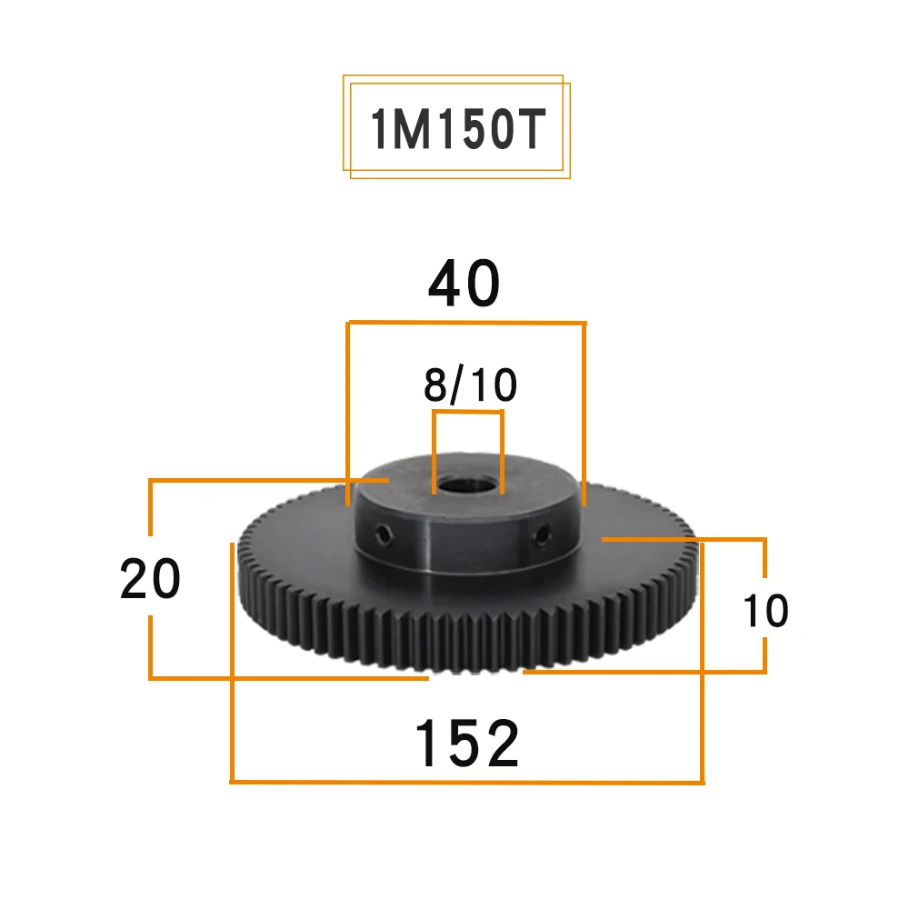 1 Piece Motor Gear 1M-130T/140T/150T/110Teeth SC45#Carbon Steel High Frequency Quenching Teeth Gear Wheel Bore Size 8/10/12 mm