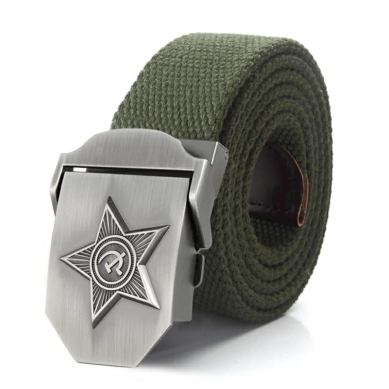 Для мужчин и женщин холщовый ремень роскошный CCCP 3D пять лучей звезда