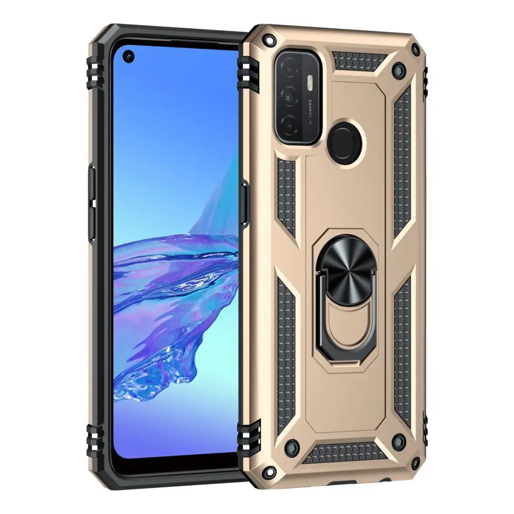 waterproof case for phone Luxury Armor Case For OPPO A32 A53 A53S 2020 Magnetic Silicone Phone Case OPPO A15 A15S A35 Car Ring Holder wallet cases Cases & Covers