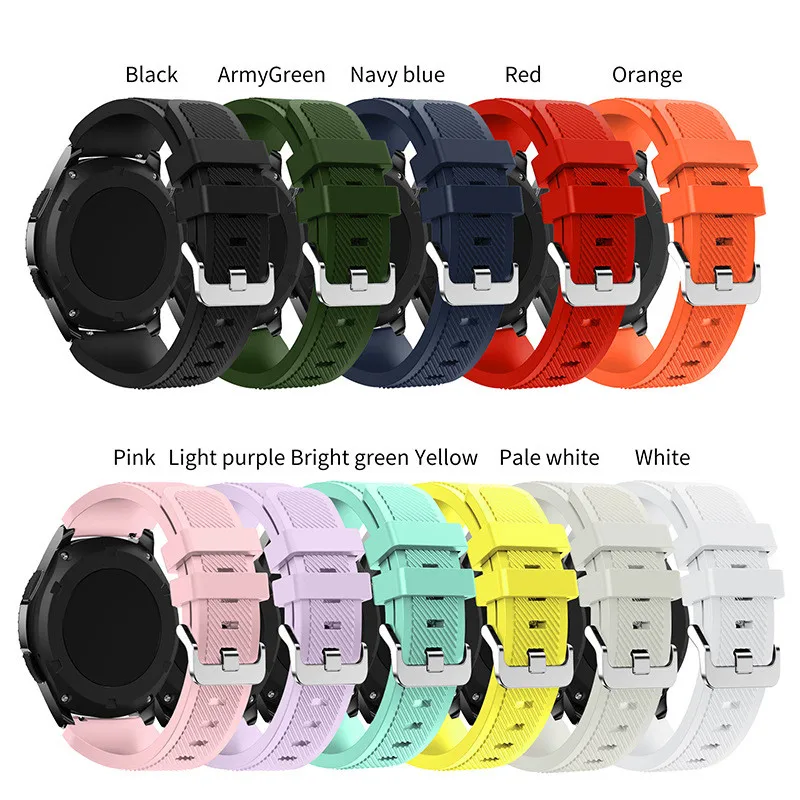 

22mm Silicone Band for Galaxy Watch 46mm Watch Strap Solid Colors Sports Strap for Samsung Gear S3 bezel/Classic Huawei Watch Gt
