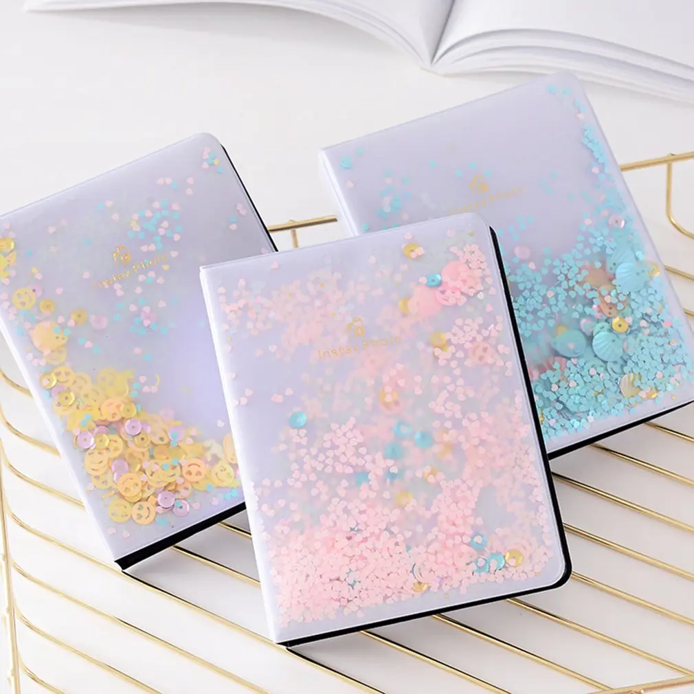 

Quicksand Sequin Series 3 Inch 5 Inch Photo Album 3 Colors Photo Album Storage Notes Mini Album for Instax Mini Film