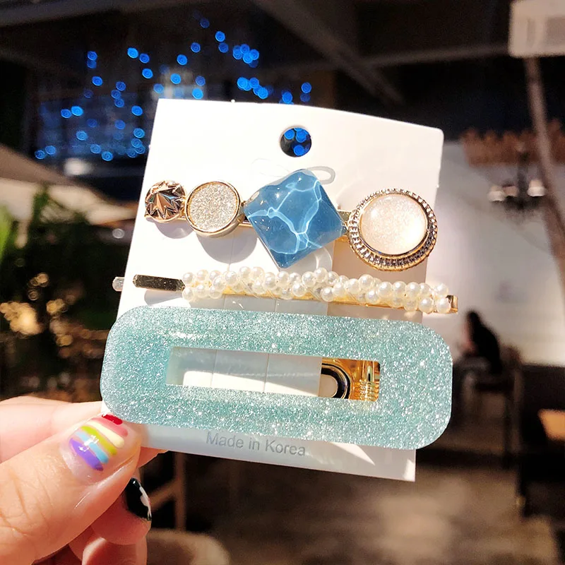 7 1 Набор, разноцветные заколки для волос из ацетата с жемчугом для женщин и девочек, милая повязка на голову, заколки, модные аксессуары для волос - Цвет: 7