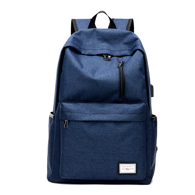 Холст студенческий школьный рюкзак для мальчиков подростков мужской классический рюкзак черный usb зарядка школьная сумка для подростков мужской элегантный дизайн - Цвет: Синий