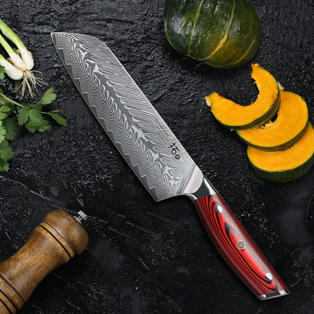 Turwho 6 Pcs Kitchen Knives Sets High Carbon Japanese Vg10 Damascus Steel  Chef Santoku Cleaver Bread Utility Knife G10 Handle - Knife Sets -  AliExpress