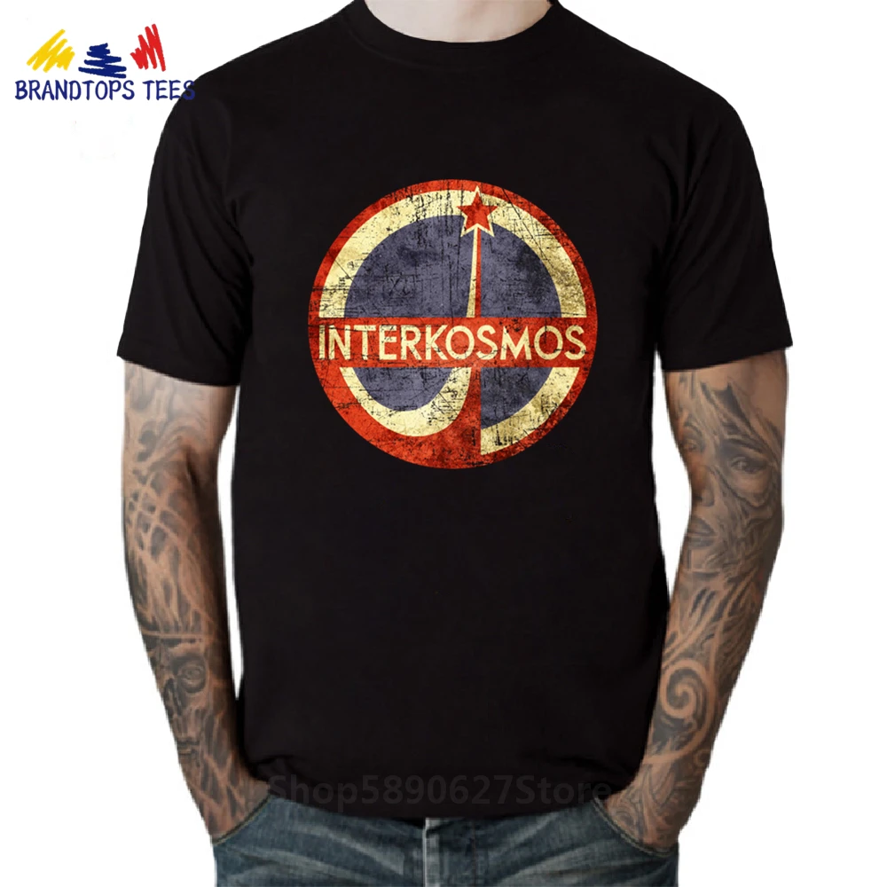 Винтажная советская футболка CCCP Interkosmos Мужская в русском стиле ретро Yuri топы с