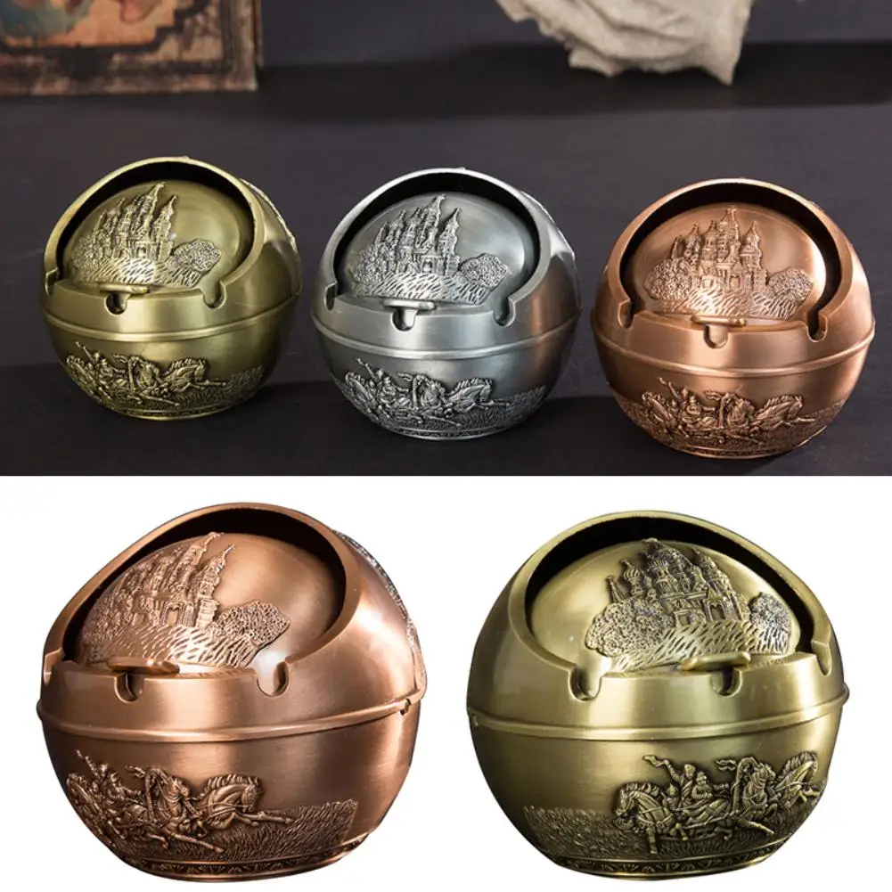 

Retro Round Castle Design Ashtray Ash Tray Holder Anti-scalding Cigarette Holder Portable Ashtrays Office Home Decoration