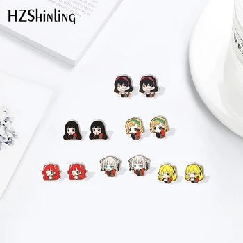 

2020 Cartoon Anime Kakegurui Pattern Stainless Steel Ear Shrinky Dinks Crafts Resin Epoxy Earrings Accessories