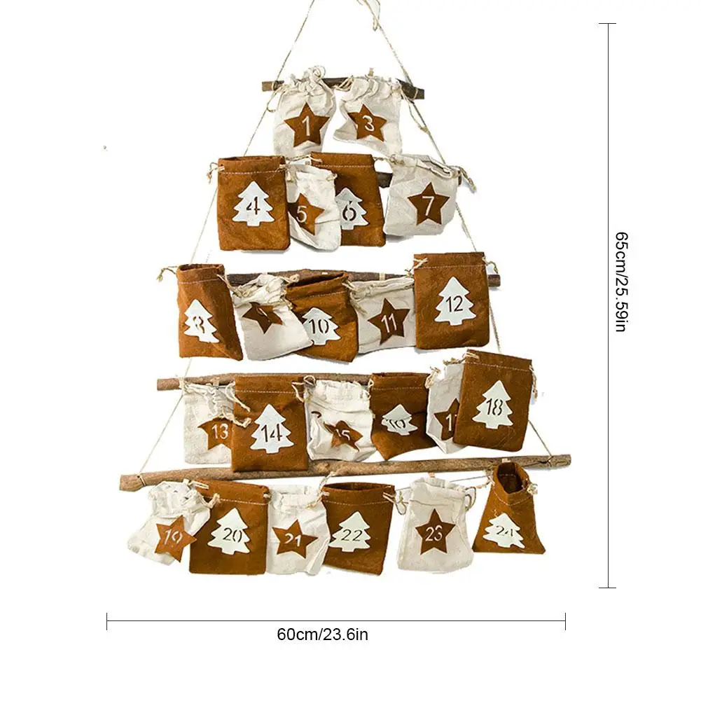 Hanging Bag Door Wall Countdown Calendar Advent Candy Storage Christmas Gifts