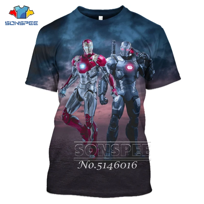 Футболка SONSPE super hero iron man & War Machine с 3D принтом Harajuku Толстовка Унисекс/худи на молнии
