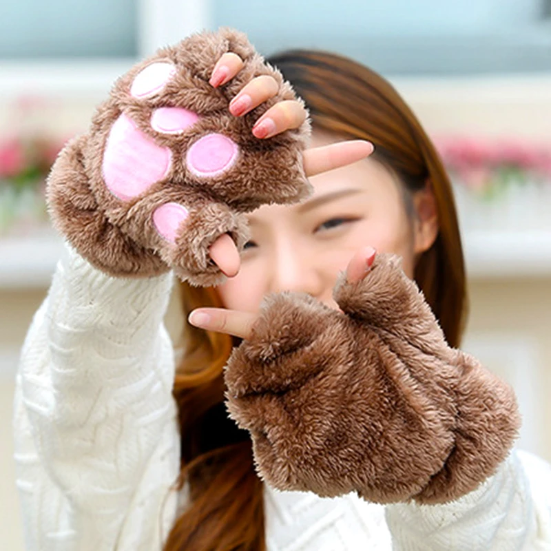 Симпатичные женские перчатки в виде медвежьих кошачьих лап женский костюм милые