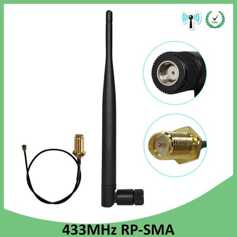 433 МГц lora антенна lorawan 2p5dbi RP SMA коннектор для м + 21 см Штекерный кабель|Антенны