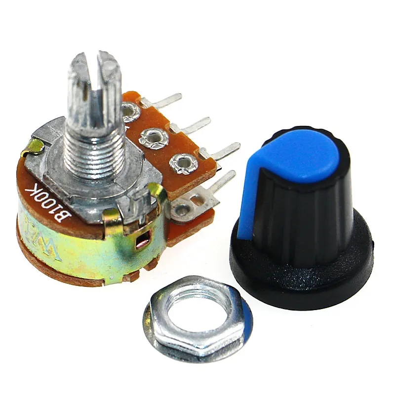 45pcs WH148 Potentiometer Kit B1K B5K B10K 20K 50K 100K 250K 500K 1M 15mm Shaft Amplifier Dual Stereo Set 6pin With Cap switch