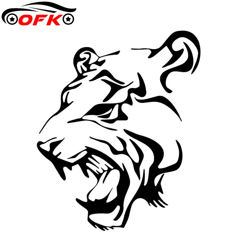 Декоративная Виниловая наклейка OFK с изображением злого тигра цвет