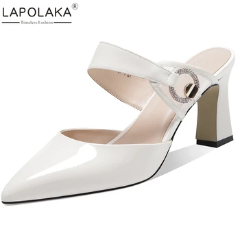 

Lapolaka New Design Patent Leather Summer Shoes Woman Pumps Mules Slip On Strange Style Pointed Toe Lady Pumps Women