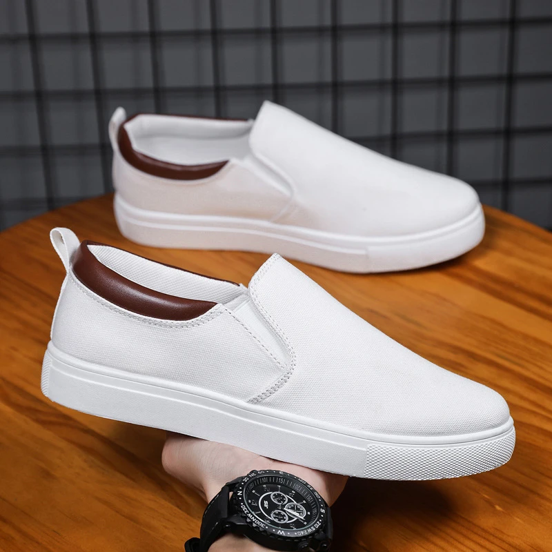 Alpargatas lona para hombre, mocasines informales de color marrón y blanco, zapatillas planas a la moda, zapatos escolares para niño, otoño 2021| | - AliExpress