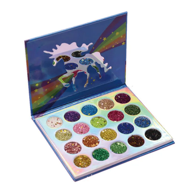 Charm Unicorn 20 Colors Sequins Eyeshadow Palette Summer Stage Makeup Glitter Powder High Pigment Glitter Eye Shadow Make Up