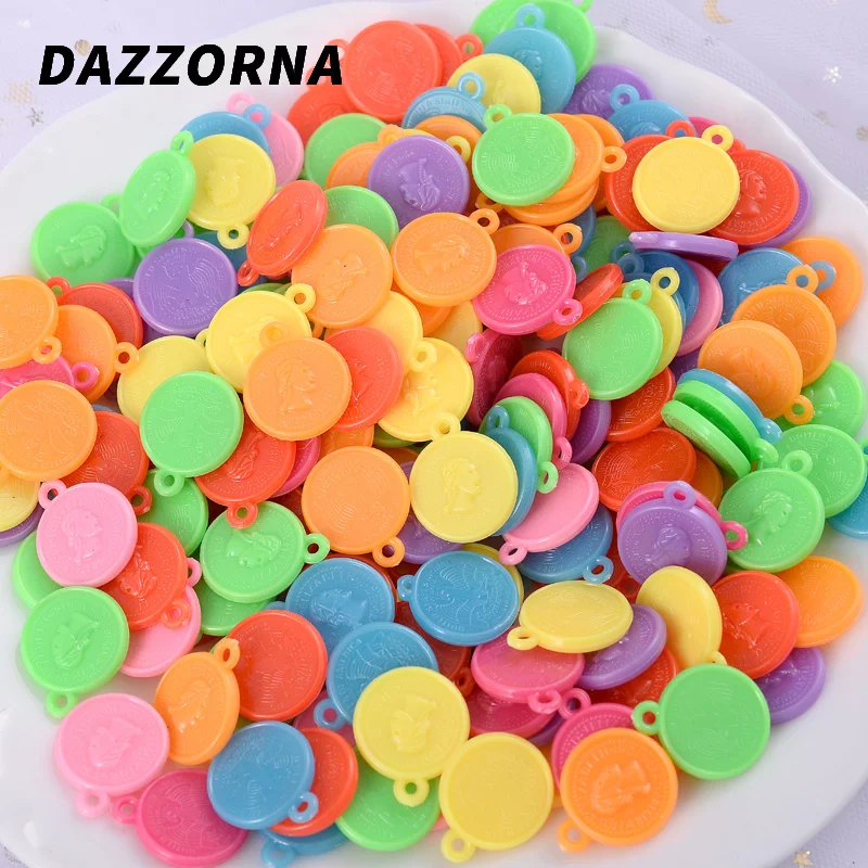 

30 шт./лот, разноцветная маленькая акриловая подвеска, круглая Золотая монета, подвеска на голову старика для самостоятельного изготовления ювелирных изделий, аксессуаров ручной работы