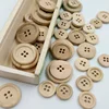 50 Pcs Wooden Buttons Natural Color Round 4 Holes Buttons Sewing Scrapbooking Home DIY Sewing Accessories 15/20/25mm 2