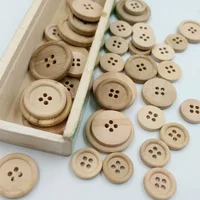 50 Pcs Wooden Buttons Natural Color Round 4 Holes Buttons Sewing Scrapbooking Home DIY Sewing Accessories 15/20/25mm 2