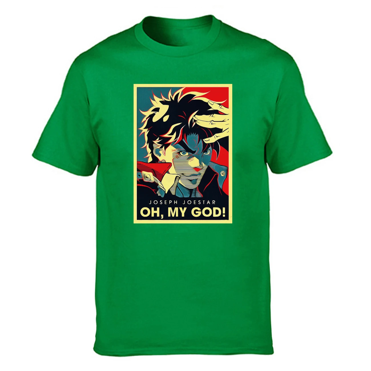 Joseph Joestar OH MY GOD T Shirt Men Jojos Bizarre Adventure Jojo Tshirt Shirts Summer Tops Cotton Cool Harajuku Short Sleeve - Цвет: Green 6