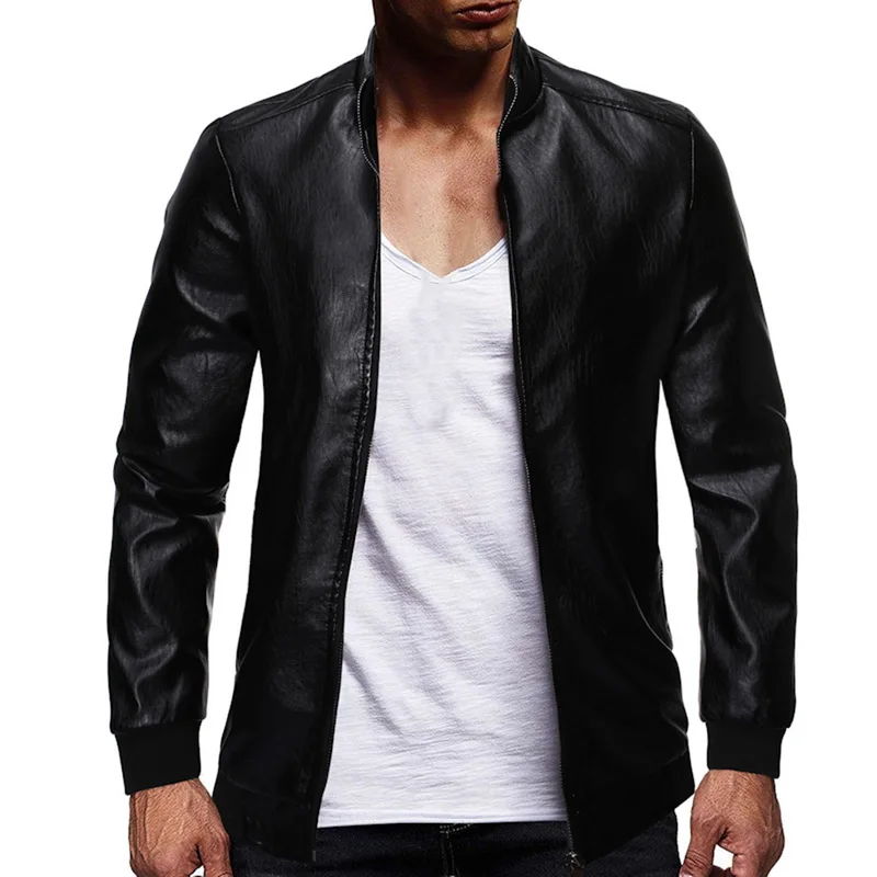Новая осенне-зимняя мужская модная классическая кожаная мотоциклетная куртка на молнии мужская кожаная теплая куртка