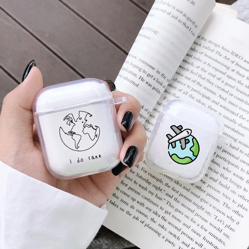 Прозрачный Чехол Travel Earth для Airpods 1 2 мягкий силиконовый чехол наушников с