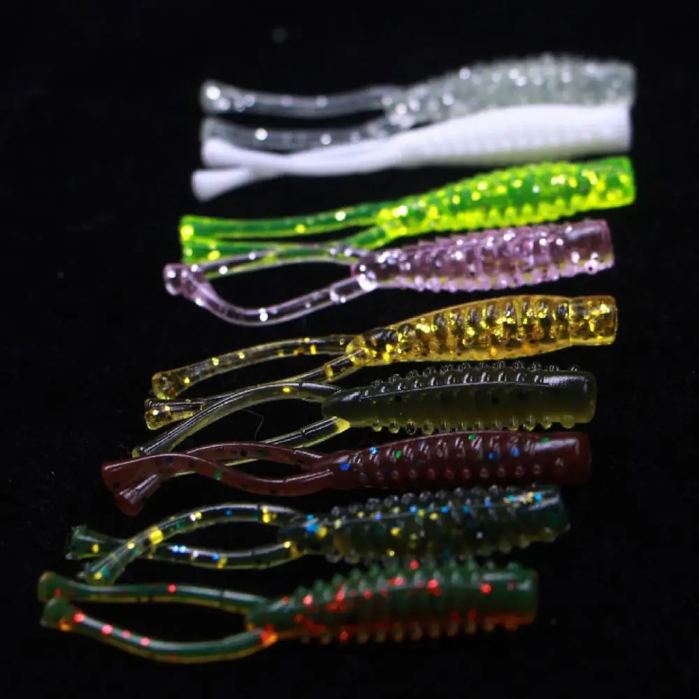 Fishing Soft Lures Rockfish 10pcs/lot 0.4g 42mm Twin Tail Artificial Wobbler Ocean Rock Silicone Shad Worm Bait