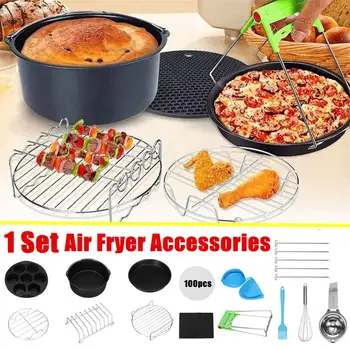 

117pcs Air Fryer Accessories 8 Inch Fit for Air Fryer 3.7QT-6.8QT Baking Basket Pizza Plate Grill Pot Kitchen Cooking Tool