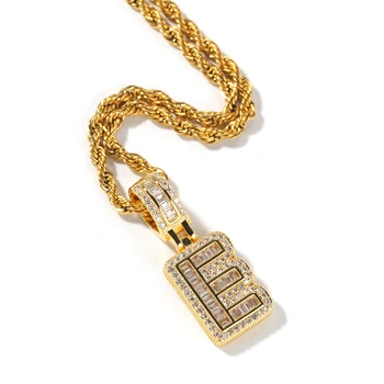 

Bling CZ Custom Small Bubble Initial Letter with Rope Chain Copper A-Z Initial Pendant Gold Silver Color Charm Pendant Necklace