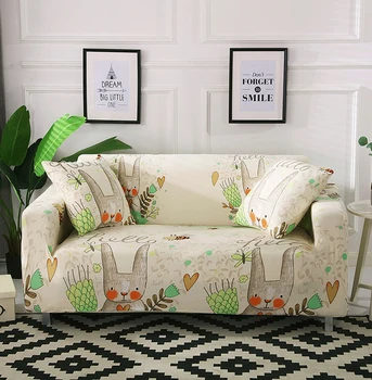 

Rabbit Cartoon Sofa Cover All-inclusive Sofa Slipcovers Cute Cat Animal Seat Couch Covers Sectional Sofa Cover for Living Room