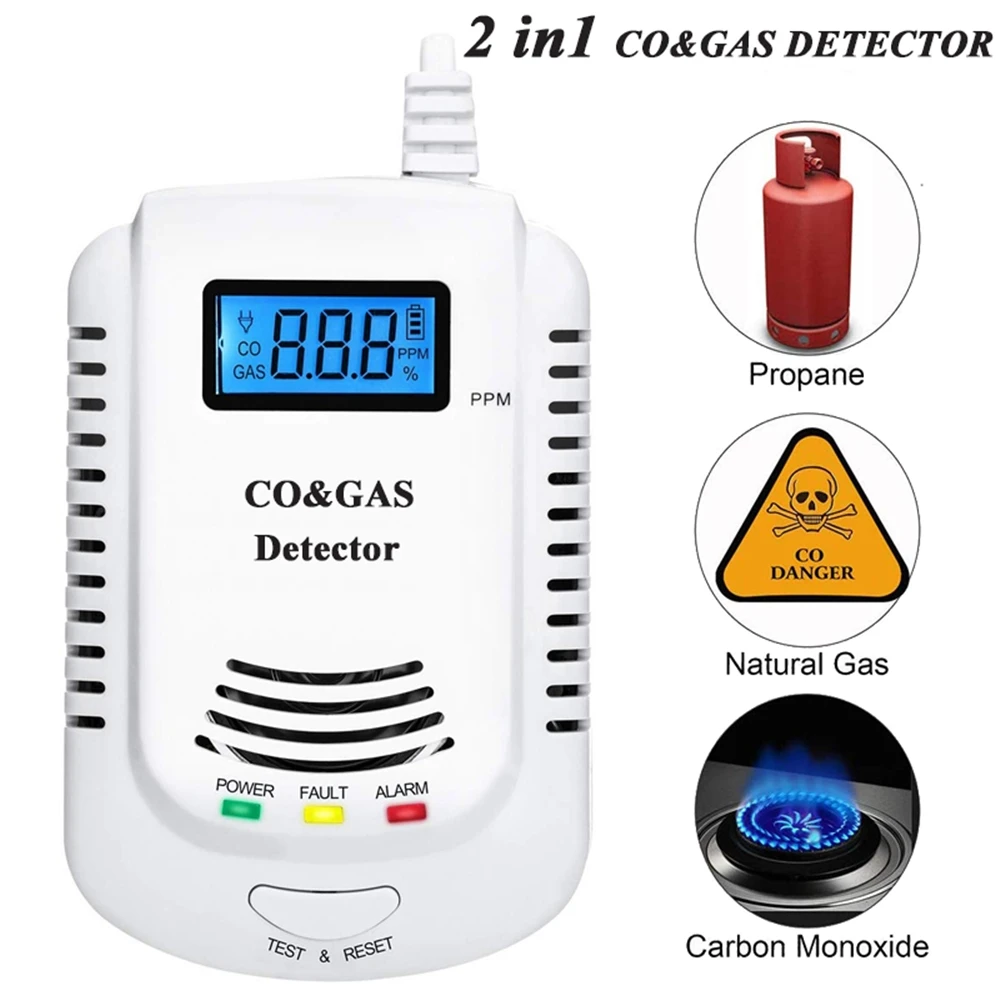 Detector de Gas LED de CO, sensores de fuego de monóxido de carbono y alarma, protección de seguridad, Detector de cocarbono, Gas/metano/propano