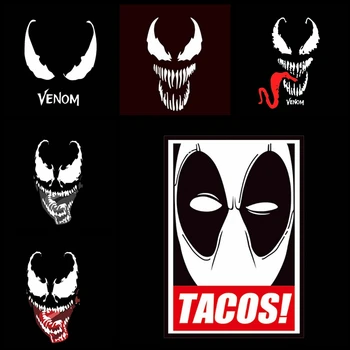 

Punk Style Venom Iron On Heat Transfers America Movie Thermal Vinly Heat Transfer Dark Place Sticker On Clothes DIY T-shirt