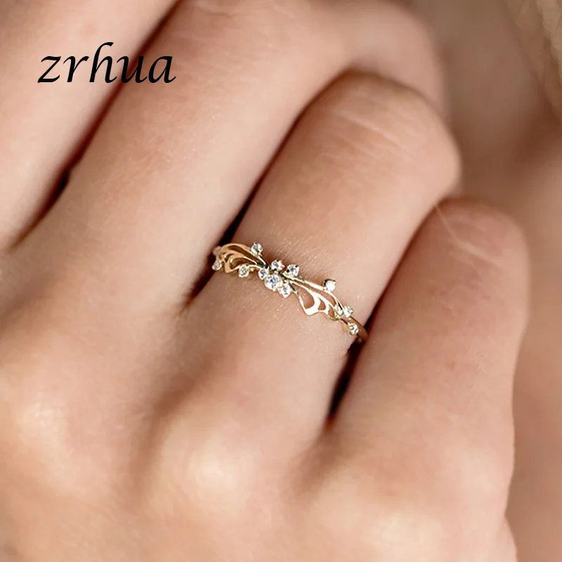 

2019 Hot Sale European Beauty Flower Rose Gold Ring Butterfly Ring Engagement Ring Micro Inlaid Zircon Jewelry Wedding Anillos