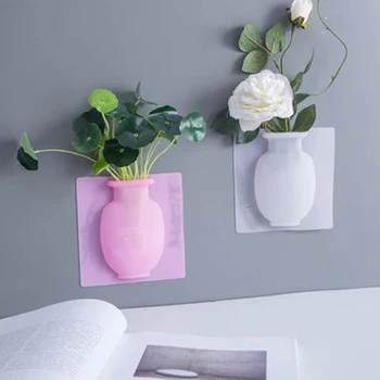 

Silicone Sticky Vase Easy Removable Wall & Fridge Magic Flower Plant Vases DIY Home Decoration Accessories Bouquet Storage Decor