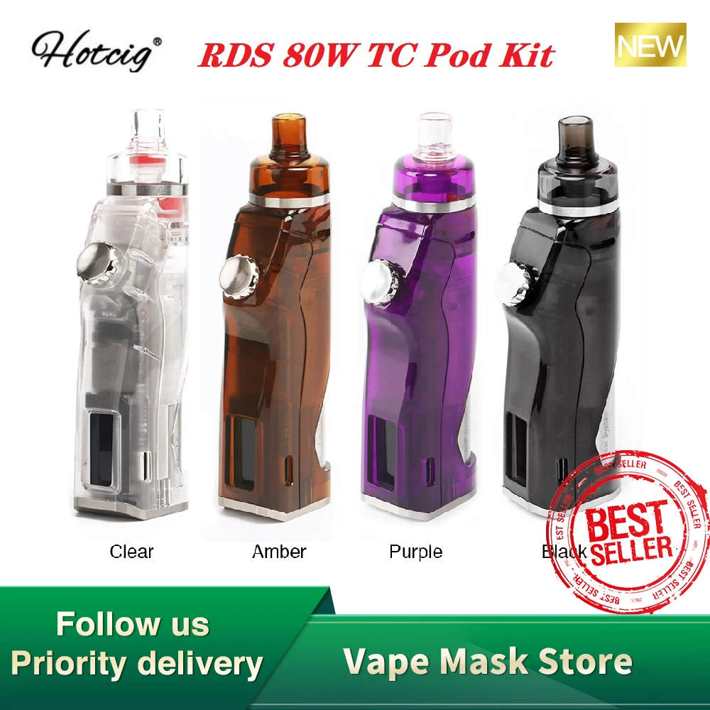 Оригинальный набор для вейпа Hotcig RDS 80 Вт TC с питанием от одной батареи 18650 Двойная