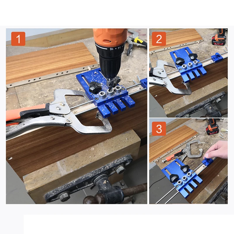 3 In 1 Woodworking Drill Guide Kit Locator Dowelling Jig for Furniture Fast Connecting Cam Fitting Drilling DIY Tool | Инструменты