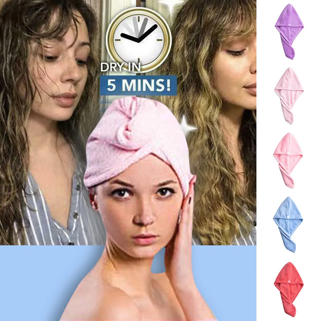 Microfiber Towel Quick Dry Hair Magic Drying Tu rban Wrap Shower Cap Bathing Hat | Дом и сад